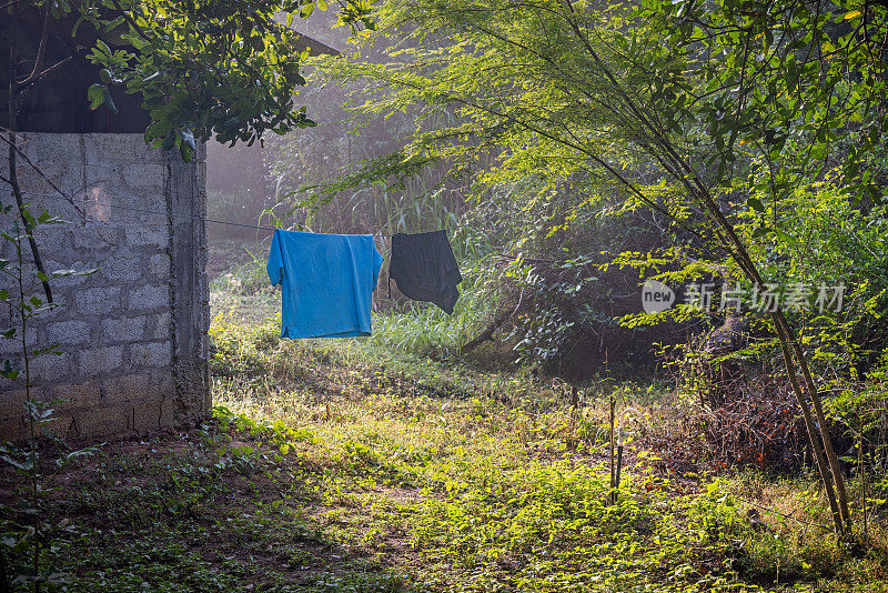 Laundry hanging outside to dry